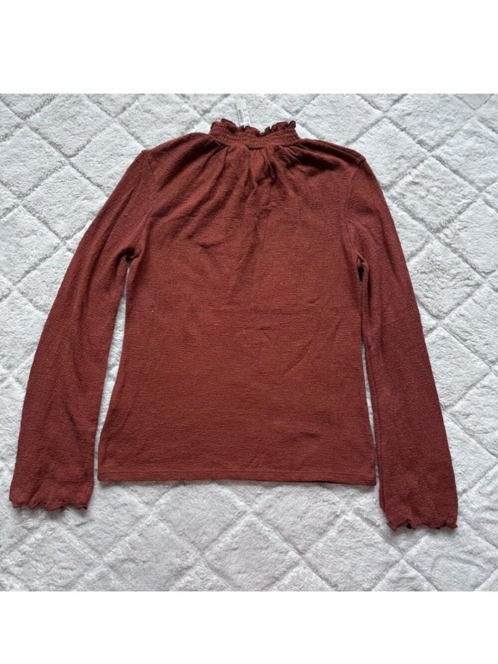 Madewell | Texture & Thread Ruffled Mockneck Top | Size Extra Small - Picture 5 of 10